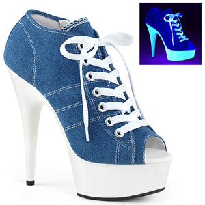 DELIGHT-600SK-01 6" Denim Blue Canvas Pole Dancer Platforms