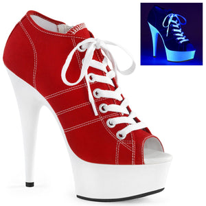 DELIGHT-600SK-01 6" Heel Red Canvas Pole Dancing Platforms