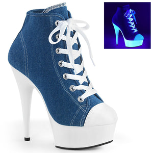 DELIGHT-600SK-02 6" Denim Blue Canvas Pole Dancer Platforms