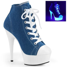 Load image into Gallery viewer, DELIGHT-600SK-02 6&quot; Denim Blue Canvas Pole Dancer Platforms