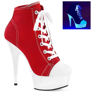 DELIGHT-600SK-02 6" Heel Red Canvas Pole Dancing Platforms