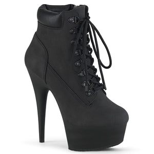 DELIGHT-600TL-02 6" Heel Black Nubuck Pole Dancing Platforms