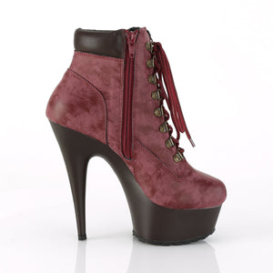 DELIGHT-600TL-02 6 Inch Burgundy Nubuck Pole Dancer Platform