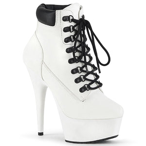 DELIGHT-600TL-02 6" Heel White Nubuck Pole Dancing Platforms