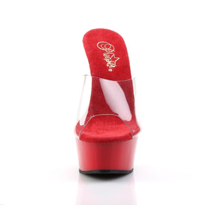 DELIGHT-601 6 Inch Heel Clear and Red Pole Dancing Platforms