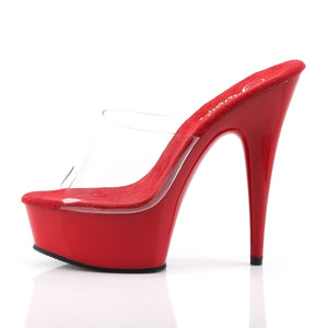 DELIGHT-601 6 Inch Heel Clear and Red Pole Dancing Platforms