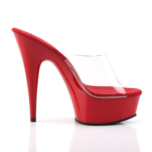 DELIGHT-601 6 Inch Heel Clear and Red Pole Dancing Platforms