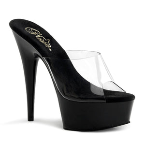 DELIGHT-601 6" Heel Clear and Black Pole Dancing Platforms