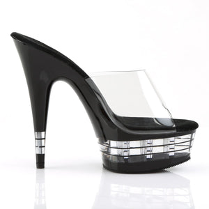 DELIGHT-601LN 6" Heel Clear and Black Pole Dancing Platforms