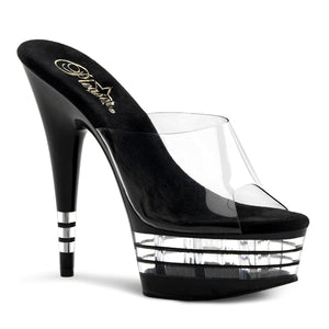 DELIGHT-601LN 6" Heel Clear and Black Pole Dancing Platforms