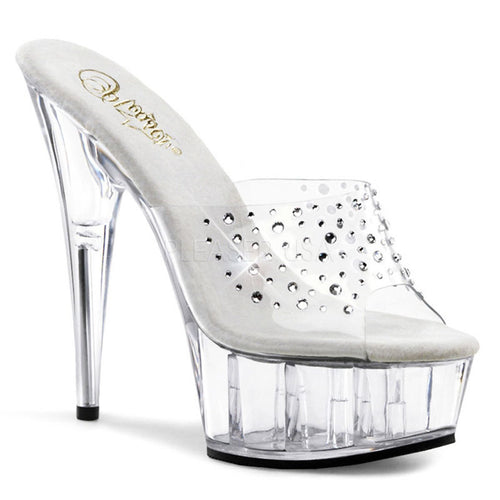 DELIGHT-601RS Pleaser Sexy Shoes 6 Inch Heel Clear Platforms Slide Slip on Shoes