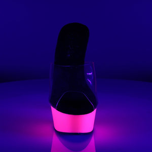 DELIGHT-601UV 6" Heel Clear Neon Pink Pole Dancing Platforms