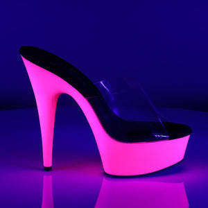 DELIGHT-601UV 6" Heel Clear Neon Pink Pole Dancing Platforms