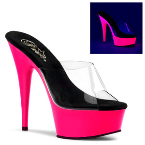 DELIGHT-601UV 6" Heel Clear Neon Pink Pole Dancing Platforms