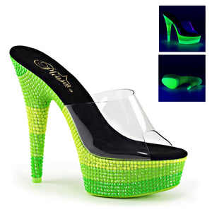 DELIGHT-601UVS 6" Heel Clear Neon Multi Green Strippers Shoe