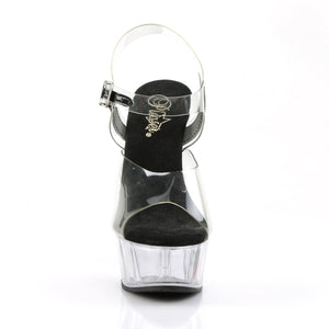 DELIGHT-608 6" Heel Clear and Black Pole Dancing Platforms