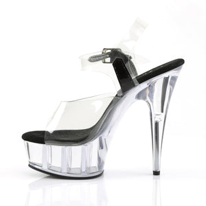 DELIGHT-608 6" Heel Clear and Black Pole Dancing Platforms