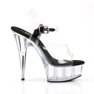 DELIGHT-608 6" Heel Clear and Black Pole Dancing Platforms