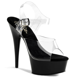 DELIGHT-608 6" Heel Clear and Black Pole Dancing Platforms