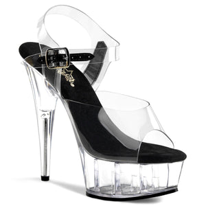 DELIGHT-608 6" Heel Clear and Black Pole Dancing Platforms