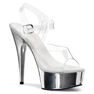 DELIGHT-608 6" Heel Clear Silver Chrome Pole Dance Platforms