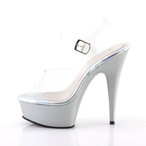 DELIGHT-608HG Clear Silver Hologram Glitter Stripper Shoes