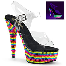 Load image into Gallery viewer, DELIGHT-608RBS 6&quot; Heel Clear Neon Multi Pole Dancer Shoes