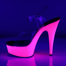 Load image into Gallery viewer, DELIGHT-608UV 6&quot; Heel Clear Neon Pink Pole Dancing Platforms