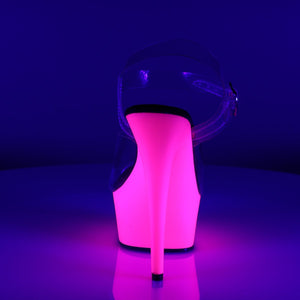 DELIGHT-608UV 6" Heel Clear Neon Pink Pole Dancing Platforms