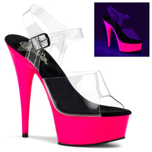 Load image into Gallery viewer, DELIGHT-608UV 6&quot; Heel Clear Neon Pink Pole Dancing Platforms