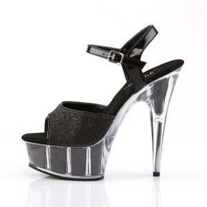 DELIGHT-609-5G 6" Heel Black Glitter Pole Dancing Platforms