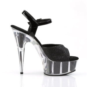 DELIGHT-609-5G 6" Heel Black Glitter Pole Dancing Platforms