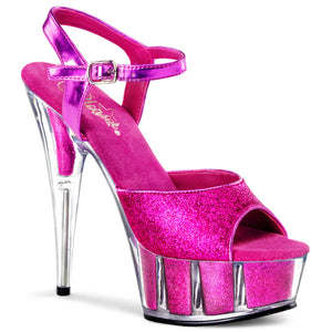 DELIGHT-609-5G 6" Heel Hot Pink Glitter Pole Dancer Shoes