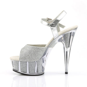 DELIGHT-609-5G 6" Heel Silver Glitter Pole Dancing Platforms