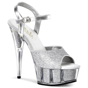 DELIGHT-609-5G 6" Heel Silver Glitter Pole Dancing Platforms