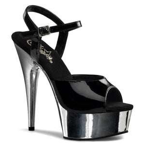 DELIGHT-609 6" Heel Black Silver Chrome Pole Dance Platforms