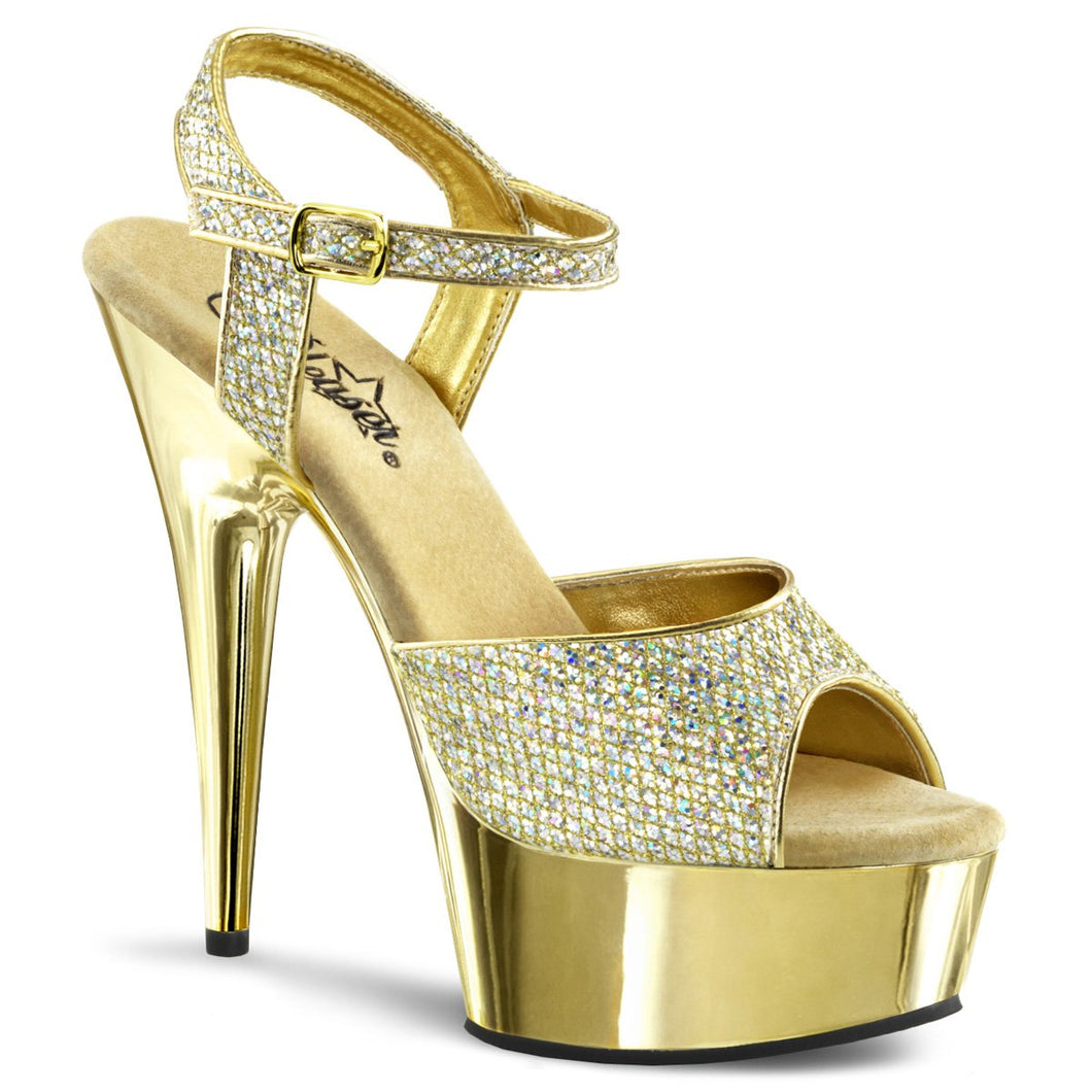 DELIGHT-609G 6 Inch Heel Gold Glitter Pole Dancing Platforms