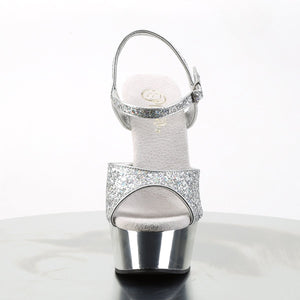 DELIGHT-609G 6" Heel Silver Glitter Pole Dancing Platforms