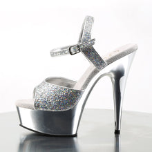 Load image into Gallery viewer, DELIGHT-609G 6&quot; Heel Silver Glitter Pole Dancing Platforms