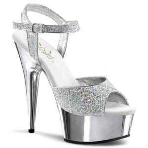 DELIGHT-609G 6" Heel Silver Glitter Pole Dancing Platforms