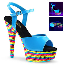 Load image into Gallery viewer, DELIGHT-609RBS 6&quot; Heel Neon Blue Pole Dancing Platforms