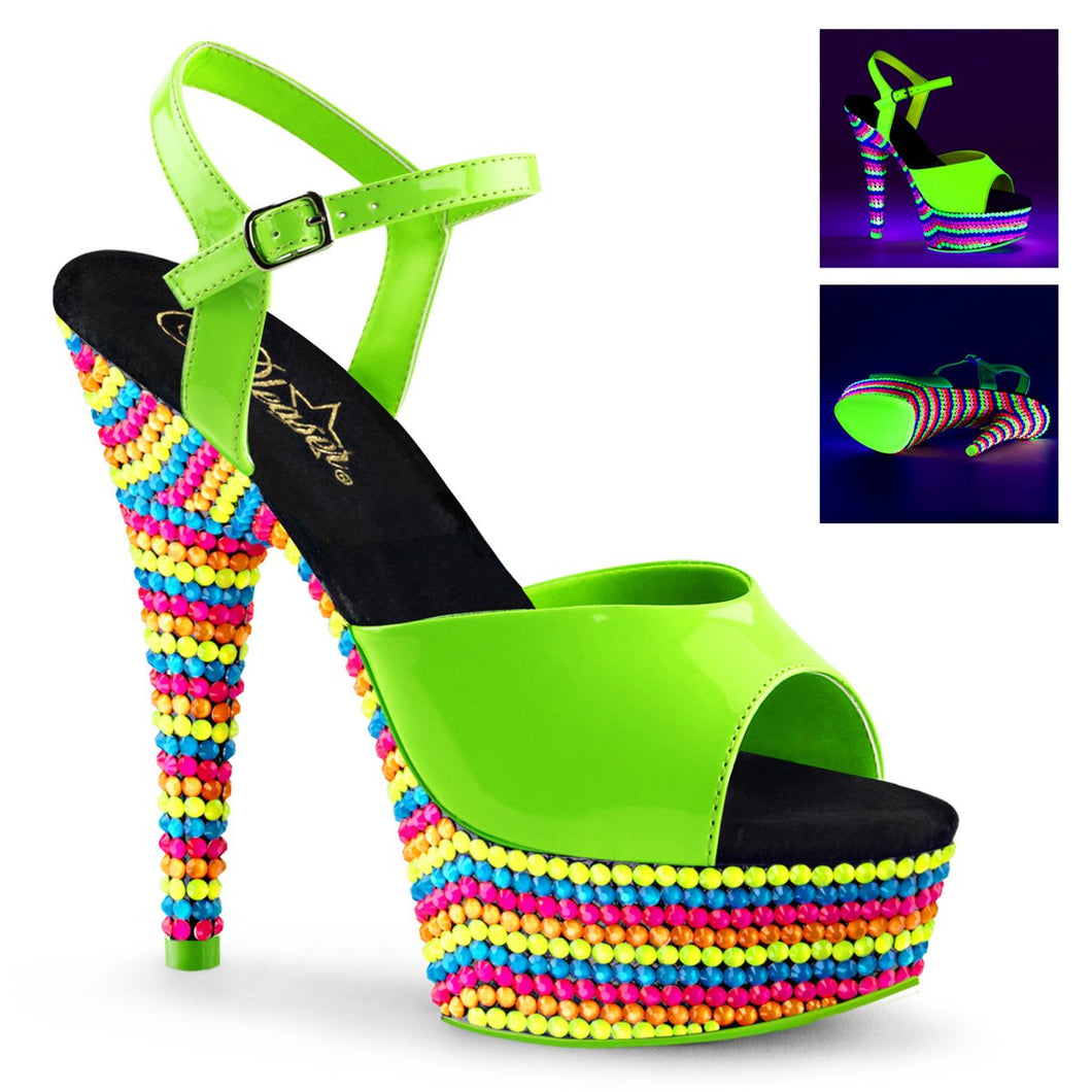 DELIGHT-609RBS 6 Inch Heel Neon Green Pole Dancing Platforms