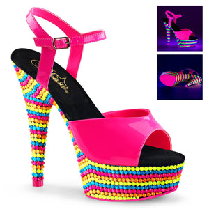 DELIGHT-609RBS 6" Heel Neon Hot Pink Pole Dancing Platforms