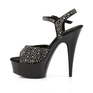 DELIGHT-609RS 6" Heel Black w Pewter Rhinestone Sexy Shoes