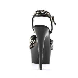 DELIGHT-609RS 6" Heel Black w Pewter Rhinestone Sexy Shoes