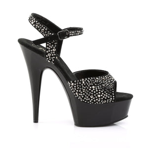 DELIGHT-609RS 6" Heel Black w Pewter Rhinestone Sexy Shoes