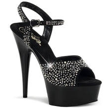 Load image into Gallery viewer, DELIGHT-609RS 6&quot; Heel Black w Pewter Rhinestone Sexy Shoes