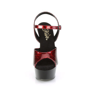 DELIGHT-609SP 6" Heel Red Snake Print Pole Dancing Platforms