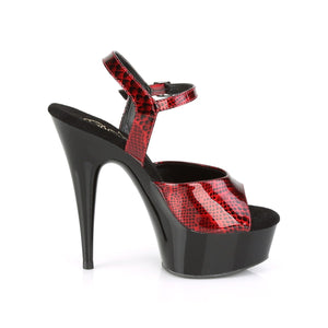 DELIGHT-609SP 6" Heel Red Snake Print Pole Dancing Platforms