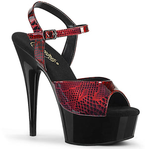 DELIGHT-609SP 6" Heel Red Snake Print Pole Dancing Platforms